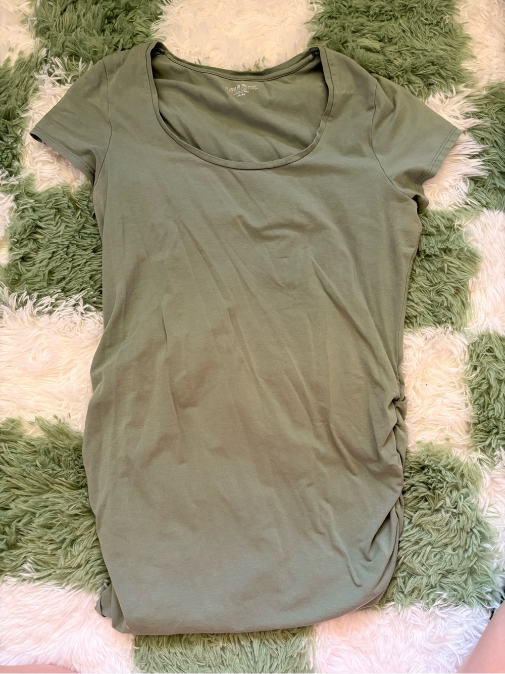 Olive Green Scoop Neck Women's Top maternity pea in the pod